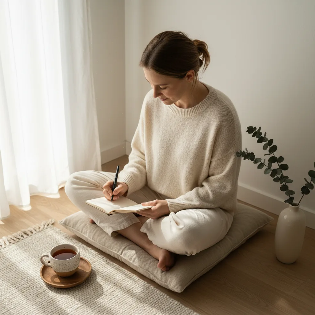 Woman in a calm morning ritual